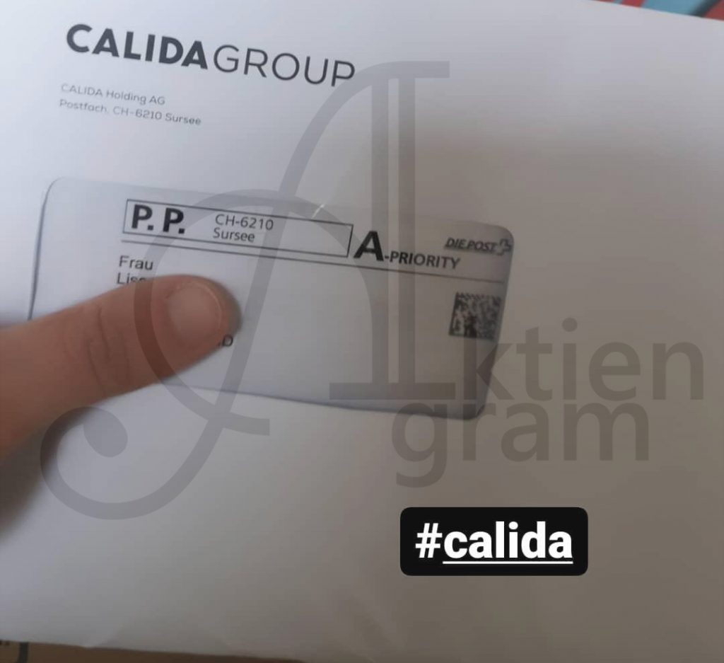 Calida Aktionaersgeschenk Brief