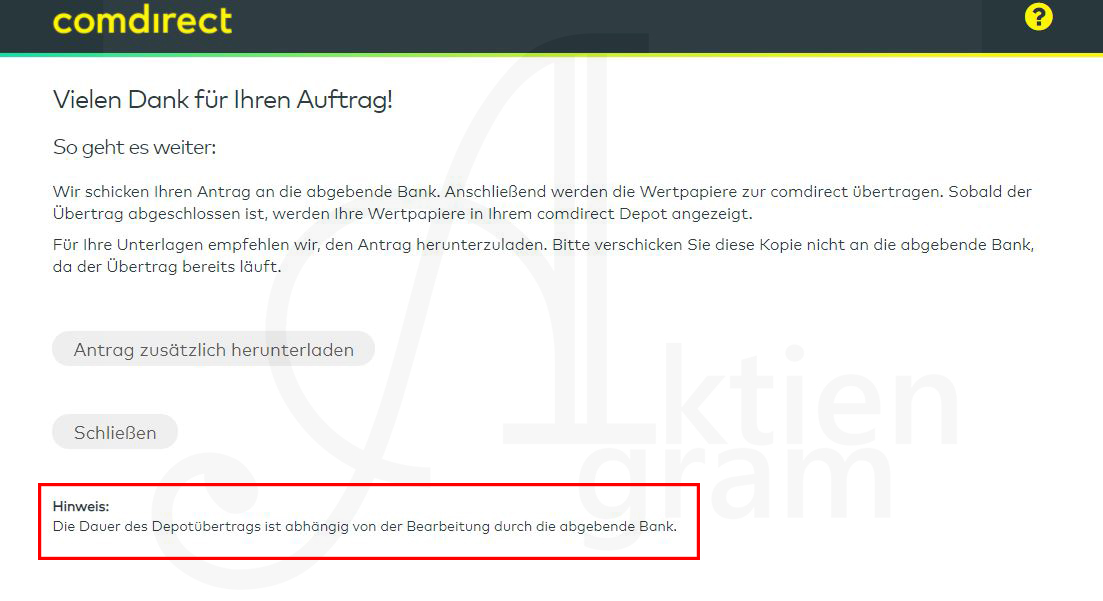 Aktien von Trade Republic zu Comdirect Aktiengram