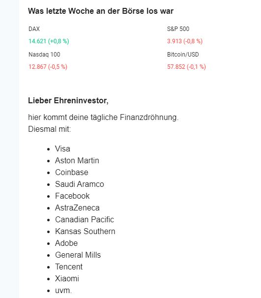 Screenshot finfo Newsletter