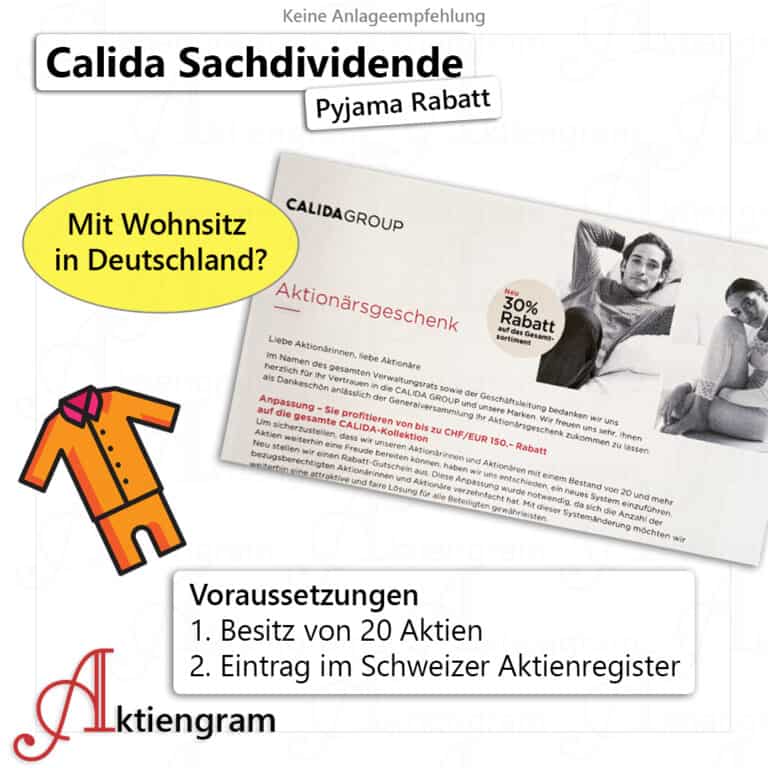 Calida Aktien & Pyjama Rabatt als Dividende