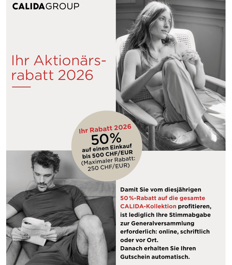 Calida Aktionärsrabatt 2026