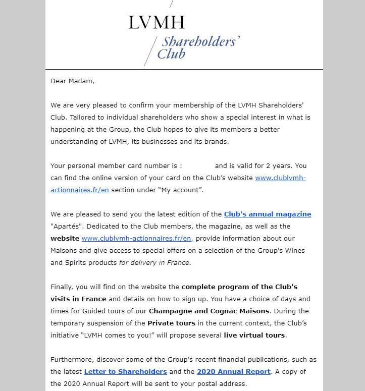 LVMH Shareholders' Club