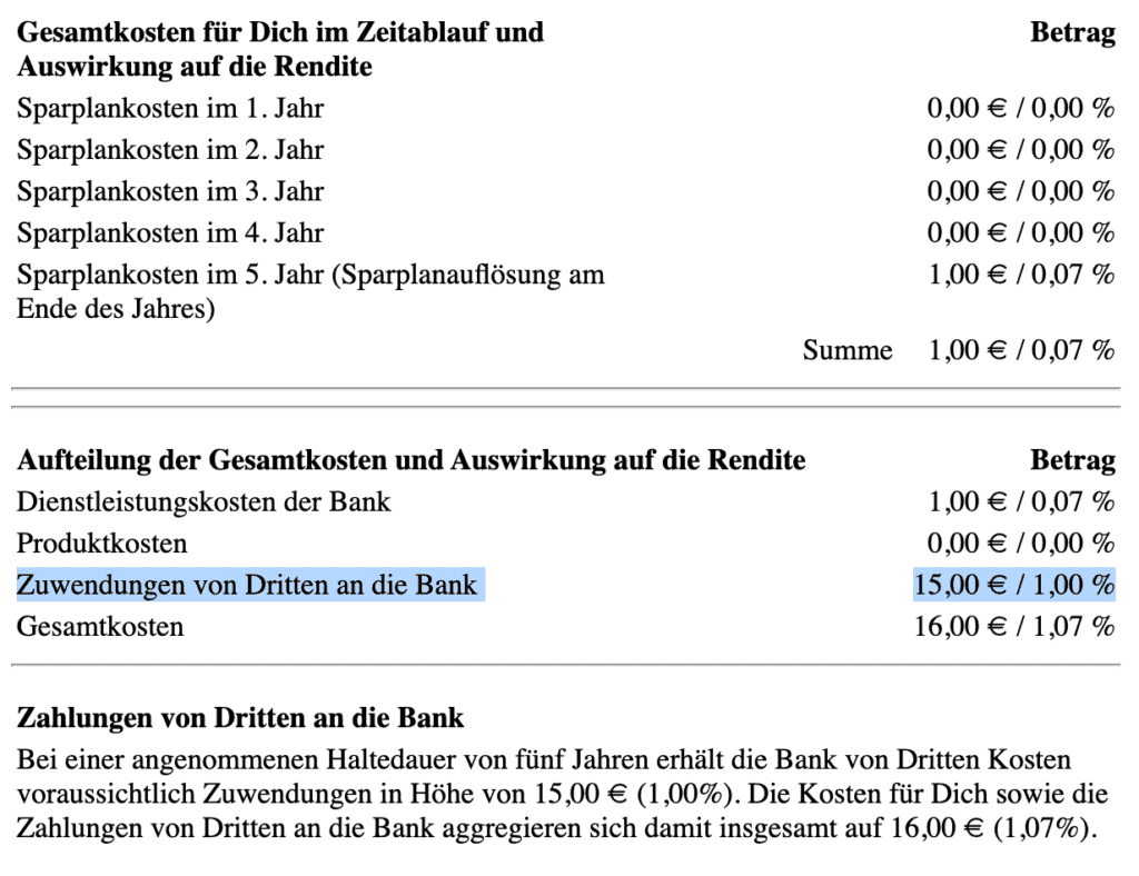 Zuwendungen von Dritten an die Bank