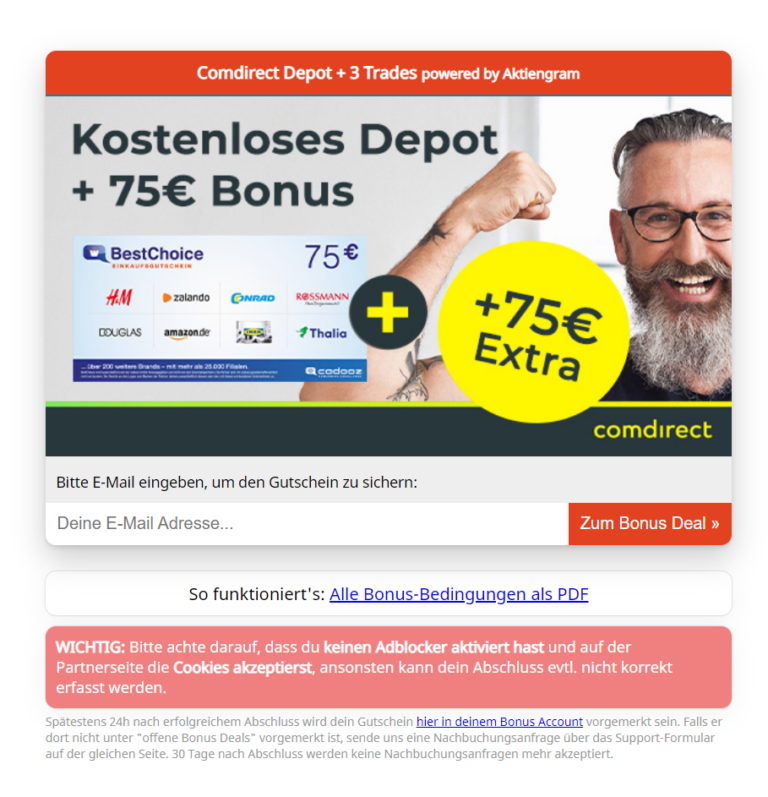comdirect Depot mit 150 € Bonus Deal