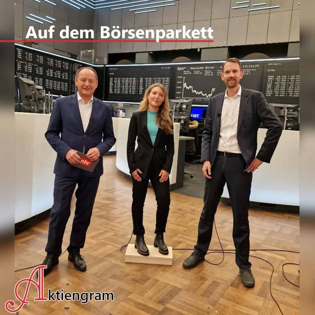 Aktiengram auf dem Börsenparkett in Frankfurt