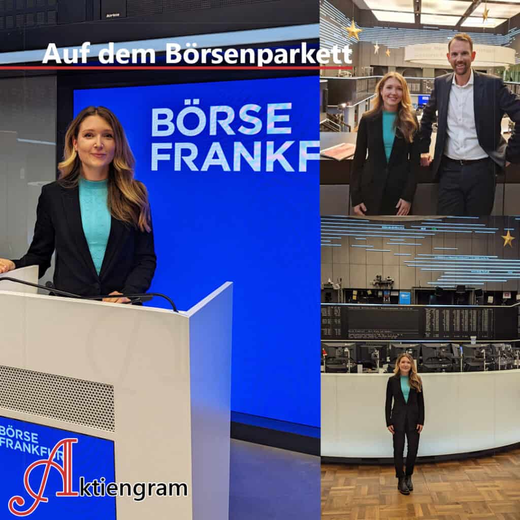 Aktiengram auf dem Börsenparkett in Frankfurt