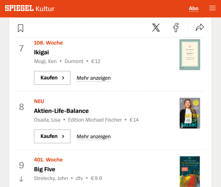 Aktien-Life-Balance ist SPIEGEL Bestseller