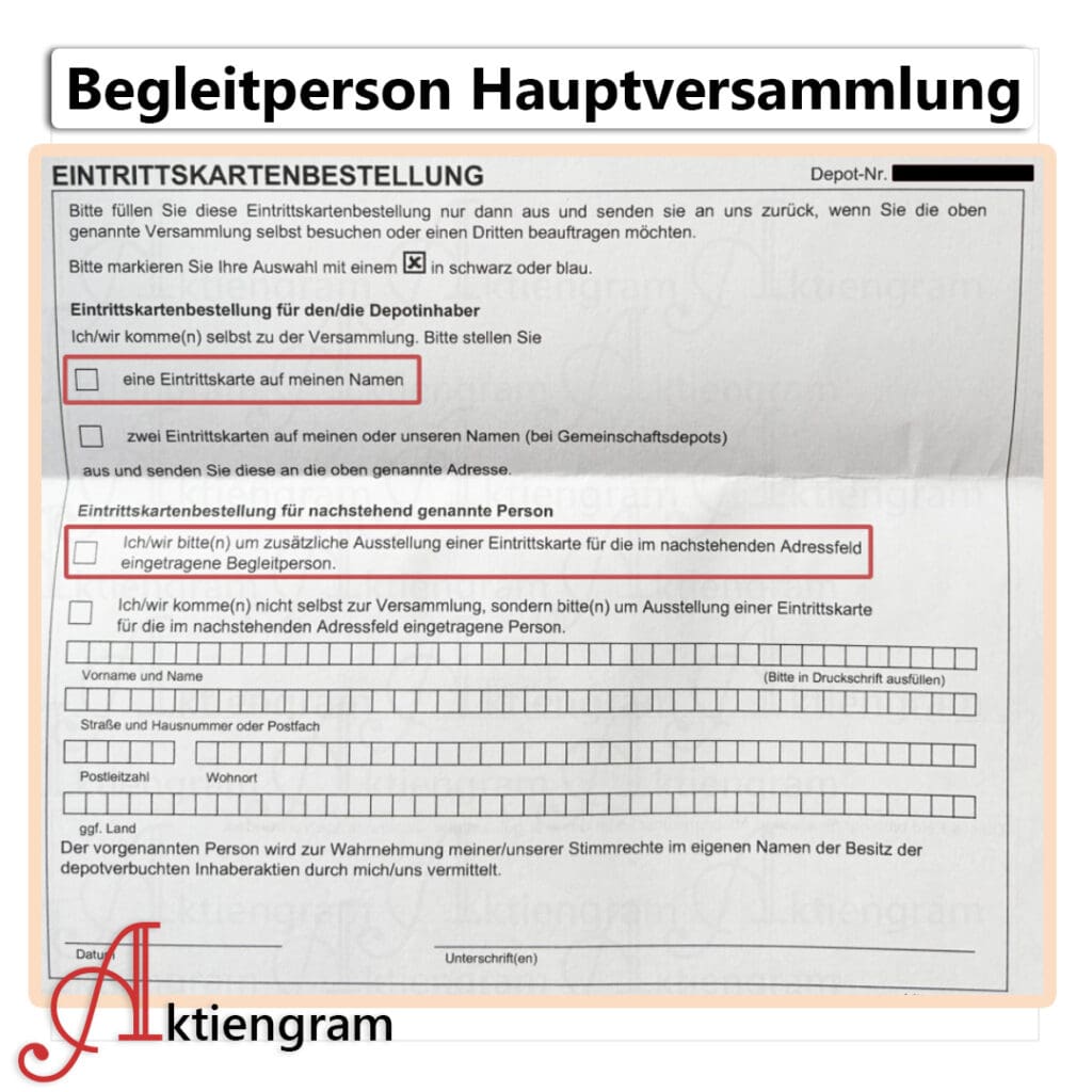 Begleitperson Hauptversammlung