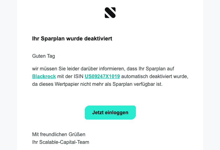 Sparplan Scalable Capital deaktiviert