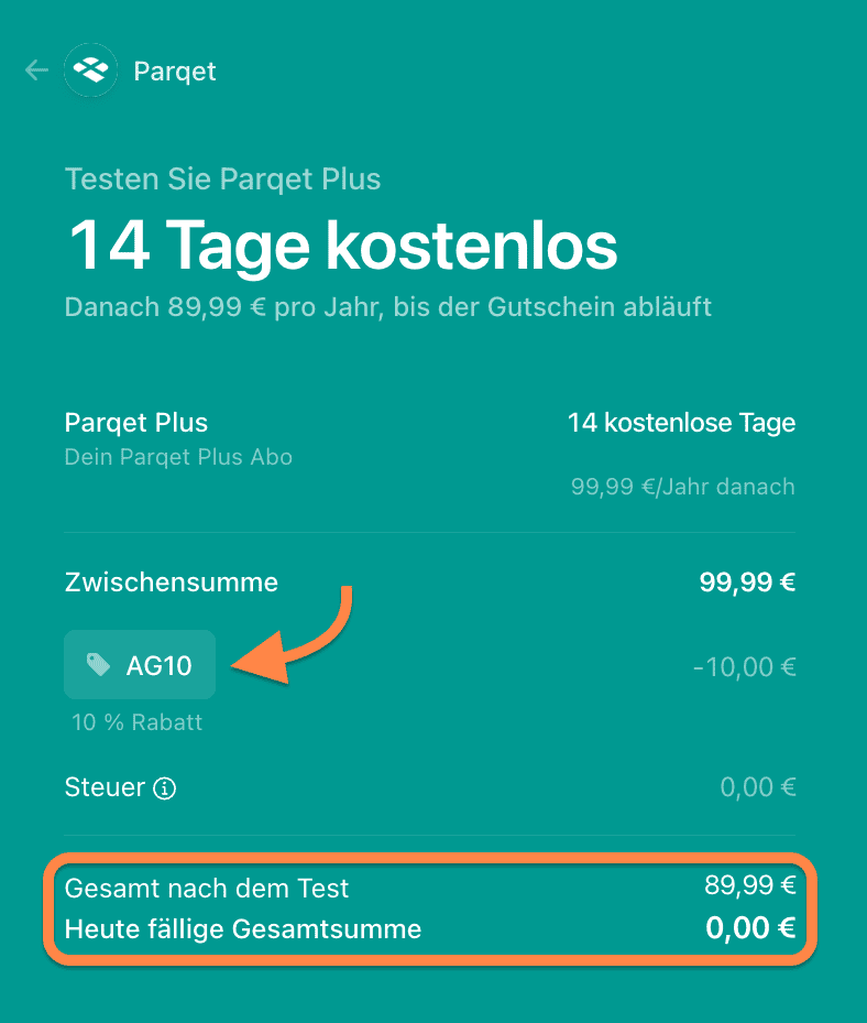 Parqet Gutscheincode AG10 - 10 % Rabatt sichern