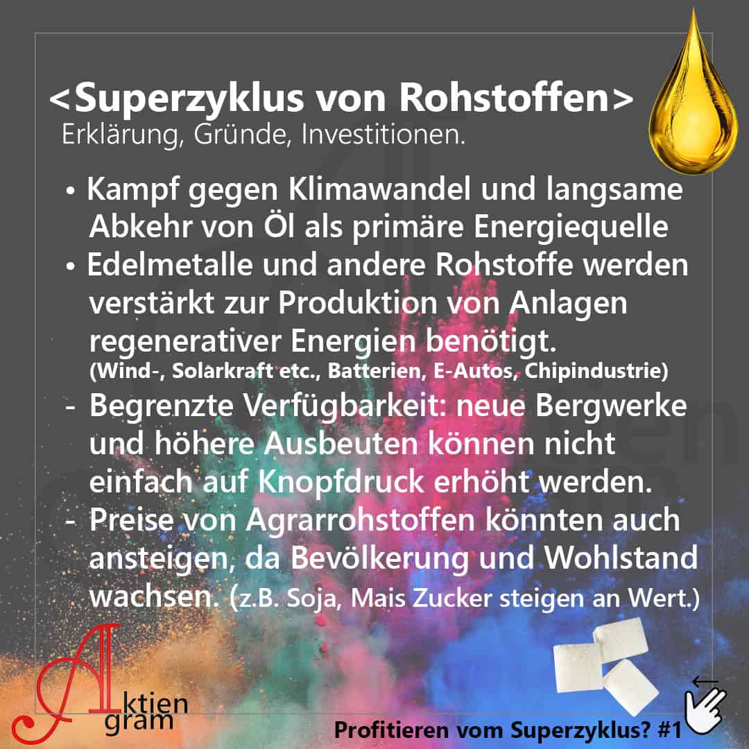Gründe für einen neuen Rohstoff-Superzyklus: Energiewende, Metallbedarf, knappes Angebot, Agrarrohstoffe